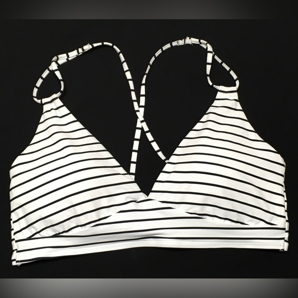 Calia Other - Calia Size XL Black White Coastal Stripe Strappy Cross Tie Back Bikini Swim Top